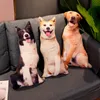 Plush Dolls 3D Cute Lifelike Bend Dog Printed Throw Pillow Funny Dog Head Plush Cushion Stuffed Animal Plushie Decor for Home Children Gift 230621