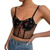 Camisoles & Tanks Women'S Floral Lace Embroidered V Neck Bustier Sexy Sweet Y2k Mesh Women Sleeveless Crop Top Tank Corset Party Bralet
