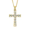 Hip Hop Rappeur diamant brillant pendentif collier crucifix pendentif rue personnalité créative micro-encart plein zircon bijoux 60cm collier 1362