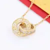 Collier coeur de luxe amour pendentif vis or colliers femmes rond en acier inoxydable Couple Double cercle or collier bijoux pour cou cadeaux pour femme Saint Valentin