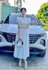 Abiti casual Donna Summer White Dress Runway Fashion Senza maniche Bottone con ricami floreali Eleganti abiti lunghi da festa 2023