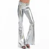 Pantaloni metallizzati da donna Pantaloni a zampa lucenti Leggings fitness vintage sexy Leggings sportivi da palestra a vita bassa Sexy Disco Party