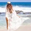 Robe de plage femmes blanc couvrir dames à lacets tunique porter Sexy maillot de bain couverture Ups 2020 dentelle creux Crochet maillot de bain plage
