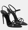 23SS marki Summer Luxury Clara Sandals Buty Silk Satynowe spiczasty palce Kobiety szpilki pięty Lady Party Wedding Gladiator Sandalias Green Black Pink