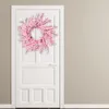 Decoratieve bloemen roze kunstmatige krans voor kerstversiering voordeur opknoping ornament met licht Home decor bruiloft feest vakantie