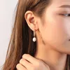 Stud Earrings Mothers' Gift 18K Gold Authentic 925 Sterling Silver Braid Roped Circle &Freshwater Baroque Pearl JEWELRY TLE2159