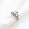 Cluster Rings 925 Sterling Silver Crown Zircon Ring Regolabile Donna Clear CZ Geometric Promise Fine Jewelry BSR296