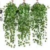 Decorative Flowers Simulation Creeper Wall Hanging Green Artificial Plants Vines Ivy Leaf Garland For Wedding Party Home Garden Decoration