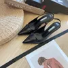 Summer Fashion Women Pointed Sandals Leather Stiletto Heel Shoes Designer Metal Triangle Sandals Female High Heel Slippers Ladies Slippers Dress Wedding Shoes