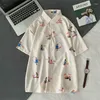 Chemisiers pour femmes Cardigan Ours de bande dessinée Impression complète Chemises décontractées Hommes Été Chemise à manches courtes Femmes Hawaiian Beach Blouse Drôle Mignon Harajuku