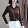 Damenblusen, Satin, elegant, für Damen, Herbst, lange Ärmel, weiße Hemden, Seide, Damenoberteile, Arbeitskleidung, Mode, Herbst, Frühling, Blusas, Knopfleiste