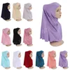 Musulman enfants filles Hijab chimio casquette tirer sur écharpe instantanée prière islamique une pièce sous-écharpe châles Wrap Fit 7-12 ans