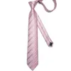 Bow Ties Fashion Striped Silk For Men Pink Business Wedding Accessories Party Necktie Pocket Square Cufflinks Gift Wholesale DiBanGu