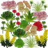 Fiori decorativi 24pcs plastica floccata artificiale colorata terrario decorazione mini parete floreale ufficio alghe piante grasse senza vaso