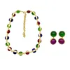 Collier boucles d'oreilles ensemble 2 pièces coloré ovale-perlé coloré-pierre précieuse clavicule chaîne boucle d'oreille mode fête bijoux cadeau 40GB