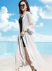 Kvinnors blusar 2023 Chiffon Cardigan Women Summer Beach Korean Fashion Kimono Black White Red Green Pink Long Blus Shirt