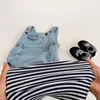 Completi di abbigliamento Neonati maschi Vestiti per ragazze Primavera Estate T-shirt a strisce Tute di jeans Nati per neonati Pagliaccetti casual Tute per bambini Outfit