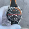 Hoge kwaliteit luxe heren 007 horloges 43 mm SM600 Pro 1/4 oranje keramische bezel mechanisch automatisch uurwerk rubberen band transparante achterkant heren sporthorloges