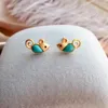 Stud Earrings KJJEAXCMY Fine Jewelry Natural Blue Turquoise 925 Sterling Silver Women Mouse Ear Studs Support Test