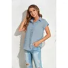 Magliette da donna Camicia da donna in chiffon a maniche corte con scollo a V e bottoni