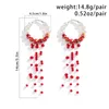 Dangle Earrings Gothic Long Tassels Handmade Red Beads For Women Imitation Pearl Big Circle Hoops Huggie Ear Buckle Punk Jewelry