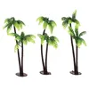 Decorative Flowers 3Pcs Green Tree Cupcake Topper With Coconuts Cake For Hawaii Theme Party Summer Decoration