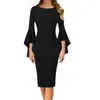 Vestidos casuales Mujeres Slim Fit Leaf Sleeve Fabricantes Vestido de cadera de comercio exterior Corto formal para