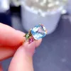 Luxur Emald Cutting Artificial Aquamarine Sea Blue Topaz Rings for Women Silver Color Wedding Jewelry
