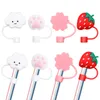 Ensembles de vaisselle 4 pièces paresseux paille bouchon anti-poussière bouchon métal pailles à boire dessin animé Gel de silice Silicone