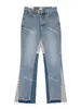 Abbigliamento Pantaloni denim Gall Eryes Depts. Jeans a zampa svasata cuciti vintage Pantaloni hip-hop da motociclista strappati effetto consumato 11