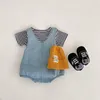 Completi di abbigliamento Neonati maschi Vestiti per ragazze Primavera Estate T-shirt a strisce Tute di jeans Nati per neonati Pagliaccetti casual Tute per bambini Outfit