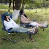 Camp Furniture Outdoor Folding Chair Portable Justerable Recliner 2 i 1 med avtagbart fotstöd för campingfiske picknick uteplats