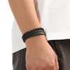 Charm Bracelets 패션 클래식 호랑이 눈 구슬로 된 멀티 레이어 가죽 팔찌 남성 수제 펑크 뱅글 보석 선물