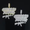 Certifierad steppa pistolform och bokstavshalsband för män 5A kubik zirkonbelagd hiphop -gåva smycken