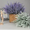 Fleurs décoratives Maison Faux Flocage Artificiel 5 Fourches Lavande Épis De Blé Bouquet Violet Extérieur Anti-UV Non-fading Plastic Plant Garden