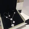 fashion irregular 6 pattern clover necklace full of diamonds Mother-of-Pearl Luxury designer necklace Women's wedding Anniversary gift jewelry high quality with box