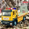 Kamyon Fragman Modeli 1/32 Diecast Alaşım Otomobil Kamyonları Düz ​​Yatak Trailer Ses Işık Traktör Mühendislik Model Oyuncaklar Çocuklar Hediye