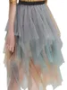 Юбки женское кружевное наложение макси -платье с прозрачными рукавами и расклешенным подол для элегантных вечерних событий