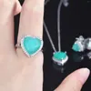 Уважаемые кольца корейский стиль сердечный кольцо Inlay Paraiba Tourmaline Gemstone Luxury Minimansity Ювелирные изделия для женщин, привязанных к банкетным подаркам