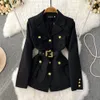 Women's Jackets 2023 Autumn Coat New Autumn Winter Outerwear Fashion Checkered Vintage Golden Buttons Pocket Women's Not259t