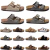 Briks Sandalias Boston Slides zapatos de playa de verano de cuero rosa gris Zuecos de gamuza de cuero nobuck Mocha Zapatos de playa blancos negros Zapatos al aire libre Sandalia con plataforma