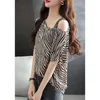 Vrouwen T Shirts Off Shoulder Vrouwen Hoogwaardige Zebra Patroon Diagonaal T-shirt Casual Losse Korte Mouwen Oversized Tops Zomer