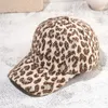 Beanies Women's Autumn And Winter Warm Leopard Print Plush Baseball Cap Adjustable Hat Distressed Custom Embroidered