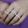 Anneaux de mariage Pastel émail avec 5A zircone cubique couleur or doigt bande bonbons coloré femmes fille CZ éternité anneau