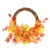 Dekorativa blommor Simulering Maples Pumpkin Wreath Door Wall Hanging Garland för Party Home Thanksgiving Day Autumn Decor