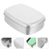 Storage Bottles 2 Pcs Small Container Square Aluminum Box Jewelry 9.5 7 2.5cm Makeups Silver Empty Soap Travel