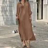 Abiti casual abito lungo in lino di cotone per abbigliamento donna 2023 camicia oversize estiva gonna longuette bianca nera allentata femminile Vestido