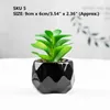 Decorative Flowers Fake Succulent Plants Mini Assorted Potted Artificial Green Plant In Black Geometric Ceramic Pots Decor For Bedroom