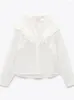 Blouses pour femmes été femmes Blouse Patchwork broderie dentelle volants chemise blanche à manches longues bouton élégant bureau montre de sport Style coréen