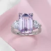 Cluster Rings Gem Ring Emerald Cut 5 12 8 Small Design Sugar Diamond Female